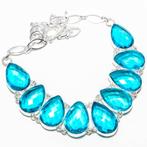 ketting zilver met hemelsblauwe kwarts gefacetteerd, Blauw, Nieuw, Ophalen of Verzenden, Zilver