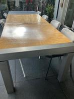 Tuintafel, onderstel roestvrijstaal, Ophalen, Gebruikt, Rechthoekig, Hout