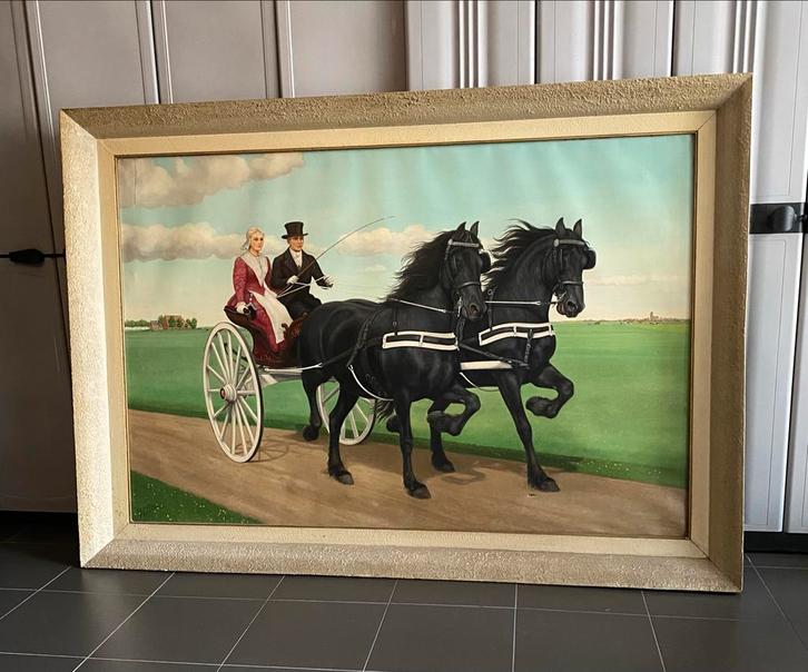 Groot schilderij G.J. Adema - Us Mem maker, Antiek en Kunst, Kunst | Schilderijen | Klassiek, Ophalen