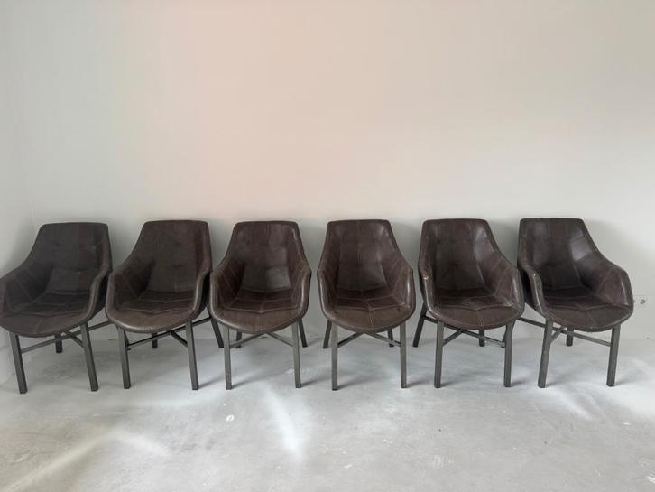 Eettafel kuipstoelen 6 stuks, Huis en Inrichting, Stoelen, Gebruikt, Vijf, Zes of meer stoelen, Bruin, Ophalen
