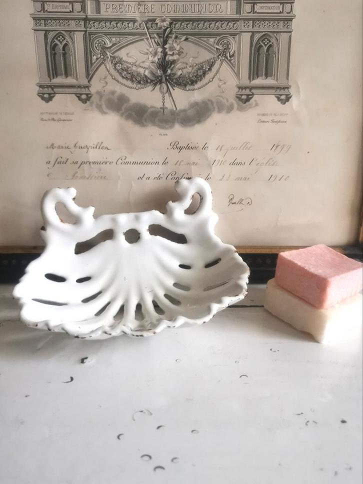 Oud gietijzer emaille zeepbakje, Huis en Inrichting, Woonaccessoires | Schalen en Manden, Rechthoekig, Overige materialen, Ophalen of Verzenden