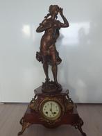 Antieke franse marmeren klok, brons, 19e eeuw, Art Nouveau, Antiek en Kunst, Ophalen