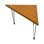 Vintage Deense driehoekige bijzettafel hairpinlegs, Minder dan 55 cm, Gebruikt, Vintage, 60 cm of meer