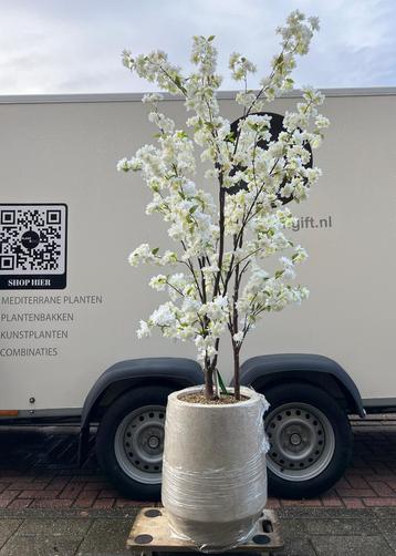 Mineral Harrith pot beige met kunstbloesemboom beschikbaar voor biedingen