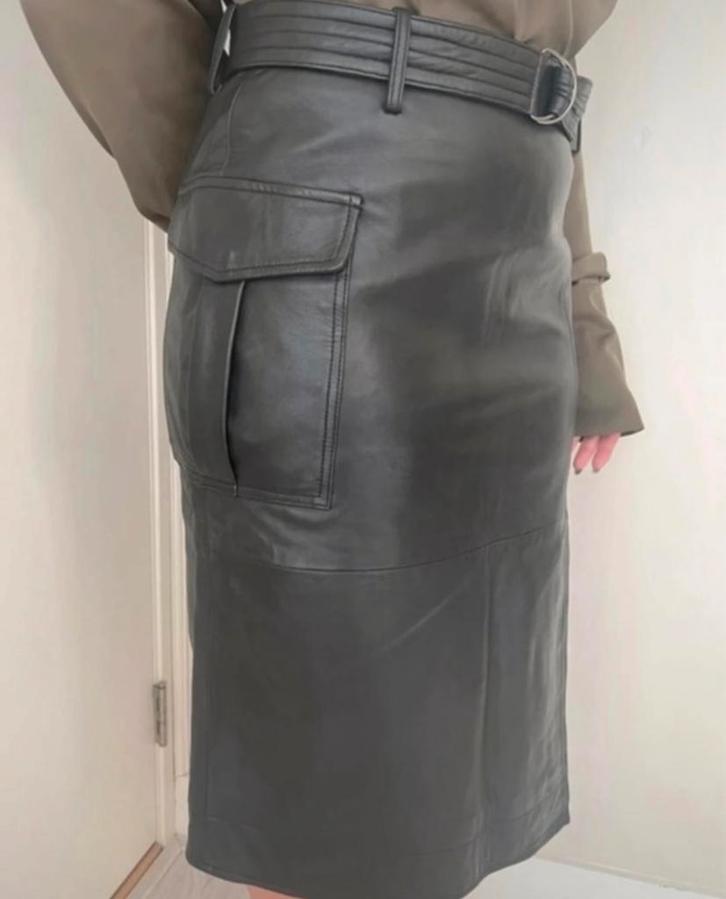 Goosecraft leren cargo rok maat M, Kleding | Dames, Rokken, Zo goed als nieuw, Maat 38/40 (M), Zwart, Knielengte, Verzenden