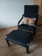Ikea Poang Fauteuil + Hocker, Ophalen, Zwart, Zo goed als nieuw, Eén