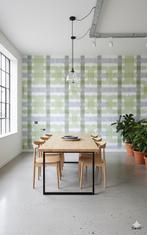 14141 groen blauw retro vintage wallpaper geometrisch swiet, Huis en Inrichting, Verzenden, 75 m² of meer, Groen