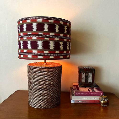 Birma riet rotan tafellamp voet vintage zonder kap!, Huis en Inrichting, Lampen | Tafellampen, Zo goed als nieuw, Minder dan 50 cm