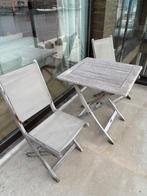 Terrastafel + 2 stoelen Bristol Teak, Tuin en Terras, Tuintafels, Ophalen, Gebruikt, Vierkant, Teakhout