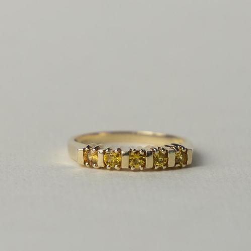 vintage 9 karaat gouden ring met gele topaas, Sieraden, Tassen en Uiterlijk, Ringen, Zo goed als nieuw, Dame, 17 tot 18, Geel