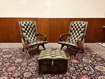 Set Engelse Chesterfield Victoria Stand Chair Fauteuils beschikbaar voor biedingen