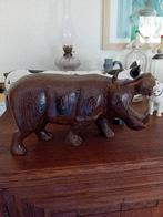 Brocante houten beeld nijlpaard, Ophalen of Verzenden