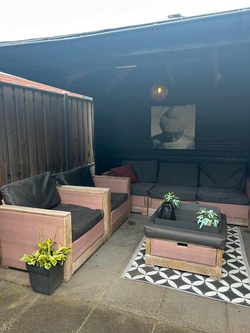 Exotan loungeset, Tuin en Terras, Tuinsets en Loungesets, Gebruikt, Loungeset, Hardhout, 5 zitplaatsen, Bank, Bijzettafel, Stoel