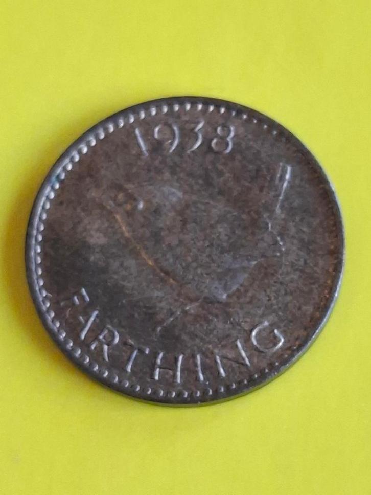 1938 Engeland farthing in brons George VI met vogel, Postzegels en Munten, Munten | Europa | Niet-Euromunten, Losse munt, Overige landen