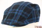 kleine Vintage flatcap Platte pet zwart en blauw geruit 54, Kinderen en Baby's, Kinderkleding | Petten en Hoeden, 134 t/m 140