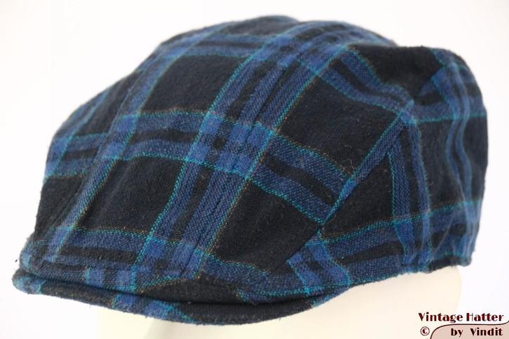 kleine Vintage flatcap Platte pet zwart en blauw geruit 54, Kinderen en Baby's, Kinderkleding | Petten en Hoeden, Gebruikt, Jongen of Meisje