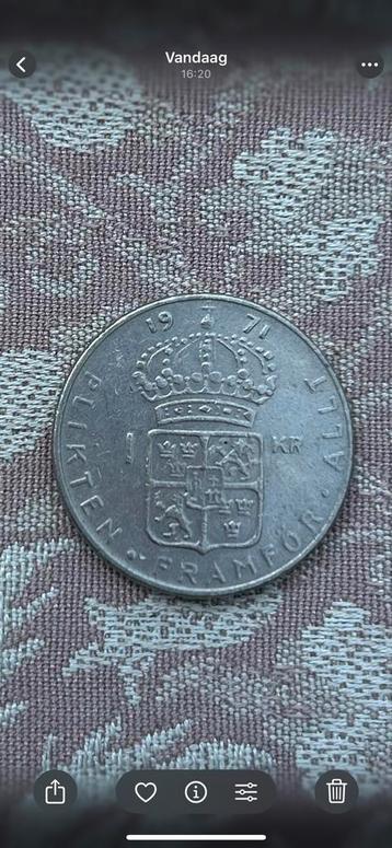 1x MUNT, een Zweedse 1  kroon uit 1971 beschikbaar voor biedingen