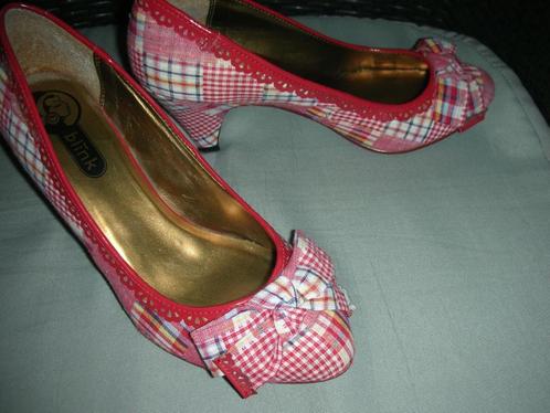 BLINK pumps hoge hakken 39 ROOD WIT linnen schoenen, Kleding | Dames, Schoenen, Nieuw, Schoenen met lage hakken, Rood, Ophalen of Verzenden