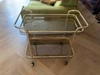 Jaren 60 serveerwagen met rookglas bladen, Huis en Inrichting, Ophalen, Gebruikt, Mid century, Glas