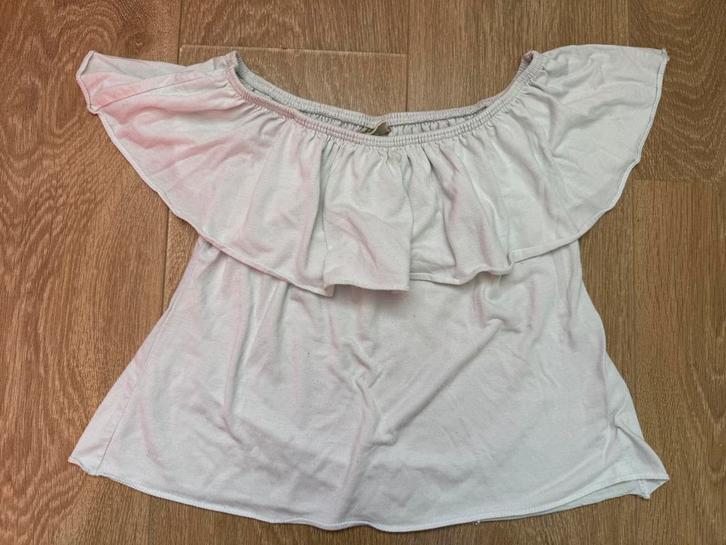 H&M off shoulder top wit maat 122, Kinderen en Baby's, Kinderkleding | Maat 122, Gebruikt, Meisje, Shirt of Longsleeve, Ophalen of Verzenden