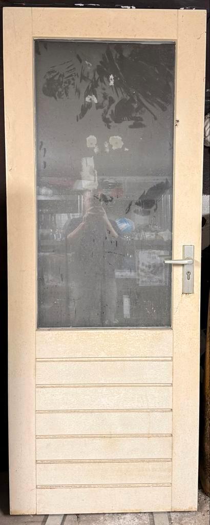 Achterdeur, balkondeur, schuurdeur, buitendeur, hardhout, Doe-het-zelf en Verbouw, Deuren en Horren, Gebruikt, Buitendeur, 200 tot 215 cm