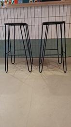 2 industriële barkrukken - zwart met stalen frame, Ophalen, Gebruikt, Met voetsteun, 60 tot 90 cm