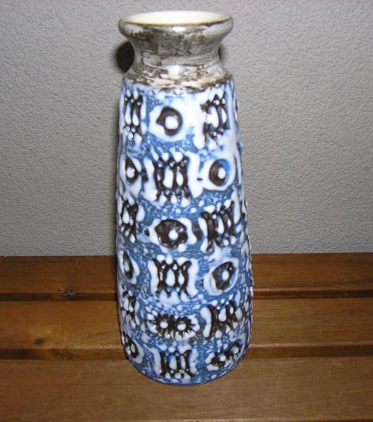 Vintage Spara vaas (615-25) Halidun Kutlu blauw/wit/bruin, Huis en Inrichting, Woonaccessoires | Vazen, Gebruikt, Overige kleuren