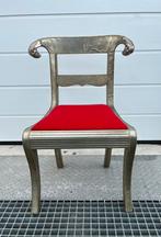 Indiase bruiloftsstoel, ramskoppen, zilver en rood, Ophalen