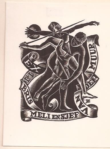 Jaap Kuijper Ex Libris Houtgravure Meli en Sjef van der Muur, Antiek en Kunst, Ophalen of Verzenden