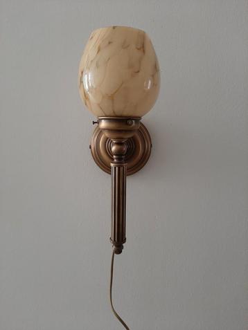 Wandverlichting wandlamp nieuw glazen kap messing beschikbaar voor biedingen