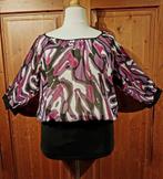 mooi chiffon tuniekje paars zwart M, Ophalen of Verzenden, Zo goed als nieuw, Maat 38/40 (M), Zwart