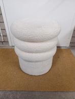 Witte Stoffen Kruk / Voetenbank, Huis en Inrichting, Banken | Voetenbanken en Poefen, Ophalen, Minder dan 50 cm, Rond, Minder dan 50 cm