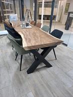 Boomstamtafel NIEUW incl 8 stoelen, Ophalen, 50 tot 100 cm, Vijf personen of meer, Rechthoekig