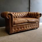 vintage origineel Engelse Chesterfield bank, Ophalen, Gebruikt, Chesterfield Engels, Leer