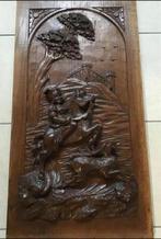 Vintage Houtsnijwerk Paneel - Ridder te Paard, Antiek en Kunst, Ophalen of Verzenden