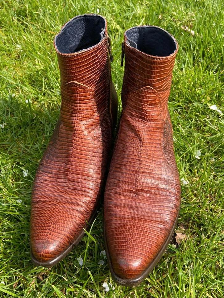 Slangenprint Enkellaarzen 43, Kleding | Heren, Schoenen, Zo goed als nieuw, Boots, Bruin, Ophalen of Verzenden