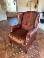 Vintage Chesterfield fauteuil, Leer, 75 tot 100 cm, Ophalen