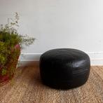 Bruin leren vintage patchwork poef, Ophalen, Gebruikt, Rond, ?
