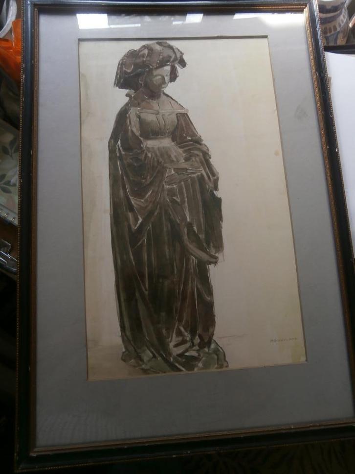 Paul SUURLAND, Mooie aquarel Vrouw in Exotisch gewaad, Antiek en Kunst, Kunst | Schilderijen | Klassiek, Ophalen