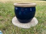 Blauwe buiten bloempot - 24 cm x 27 cm, Rond, Zo goed als nieuw, Aardewerk, Ophalen