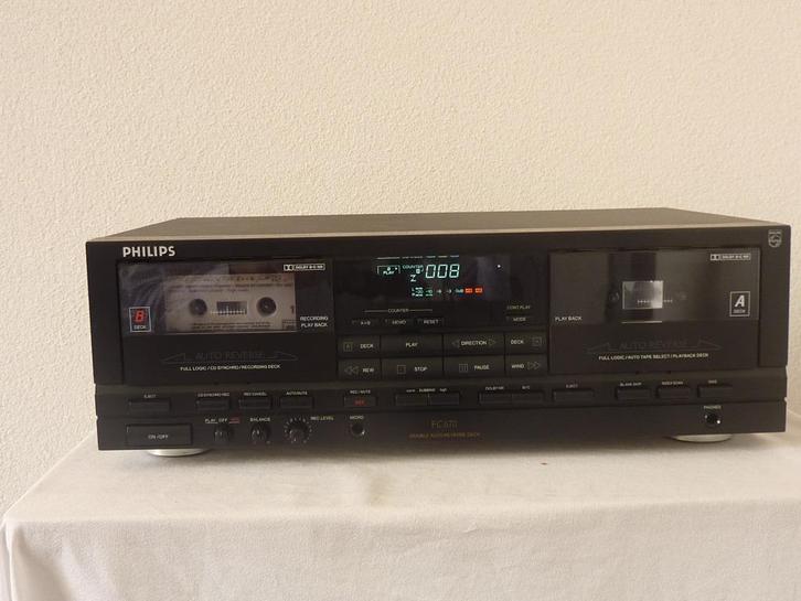 Philips FC 670, Audio, Tv en Foto, Cassettedecks, Dubbel, Philips, Auto-reverse, Tiptoetsen, High speed dubbing, Tape counter