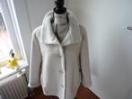 Ecru off white suedine jas met teddyvacht ,mt 42 Fabiani, Overige kleuren, Maat 42/44 (L), Ophalen of Verzenden, Zo goed als nieuw