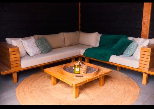 Hardhouten tuinbank loungebank goede staat, Tuin en Terras, Tuinsets en Loungesets, Gebruikt, Hardhout, 5 zitplaatsen, Bank, Bijzettafel