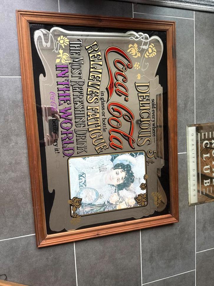 Coca Cola Spiegel - Groot Formaat - Perfecte Staat!, Antiek en Kunst, Antiek | Spiegels, 50 tot 100 cm, Minder dan 100 cm, Rechthoekig