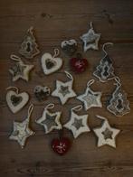 17 vilt achtig kerst rood wit hout hangers ster hart boom, Diversen, Kerst, Ophalen of Verzenden