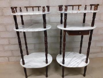 Marmeren Plantentafels - Set van 2 beschikbaar voor biedingen