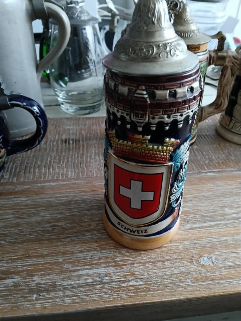 24 Duitse bierpullen met tinnen deksels, Verzamelen, Ophalen, Zo goed als nieuw, Glas of Glazen, Overige merken