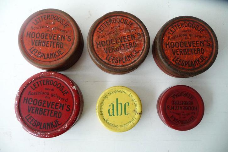 doosjes (leeg) voor letters AAP NOOT MIES leesplankje, Antiek en Kunst, Curiosa en Brocante, Ophalen of Verzenden