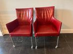 6x Bert Plantagie stoelen met wieltjes rood/bordeaux rood, Huis en Inrichting, Stoelen, Ophalen, Gebruikt, Leer, Vijf, Zes of meer stoelen