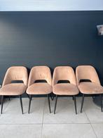 4 Kwantum eetkamerstoelen met stalen poten, Huis en Inrichting, Ophalen, Bruin, Zo goed als nieuw, Vier